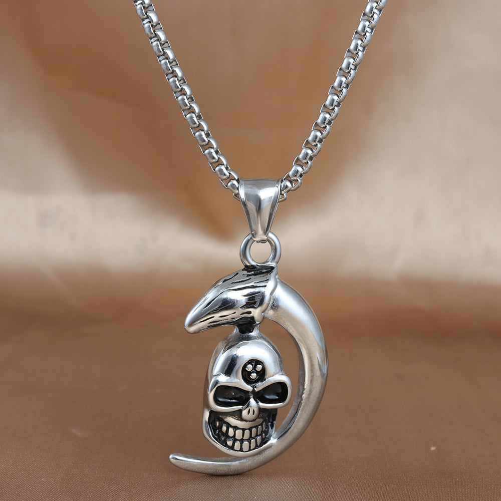 European And American Stainless Steel Skull Pendant Necklace