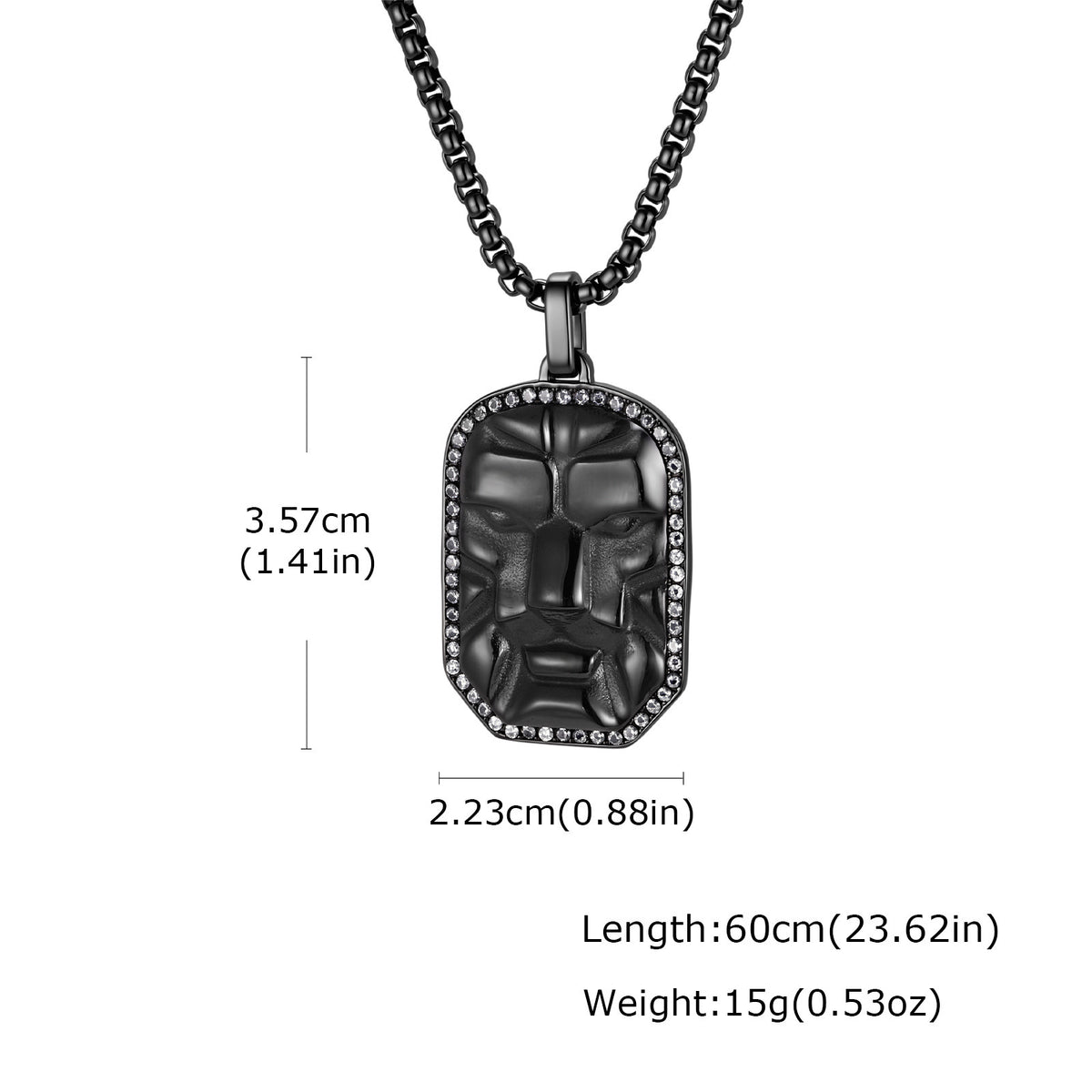 Zircon Textured Vintage Black Stainless Steel Pendant