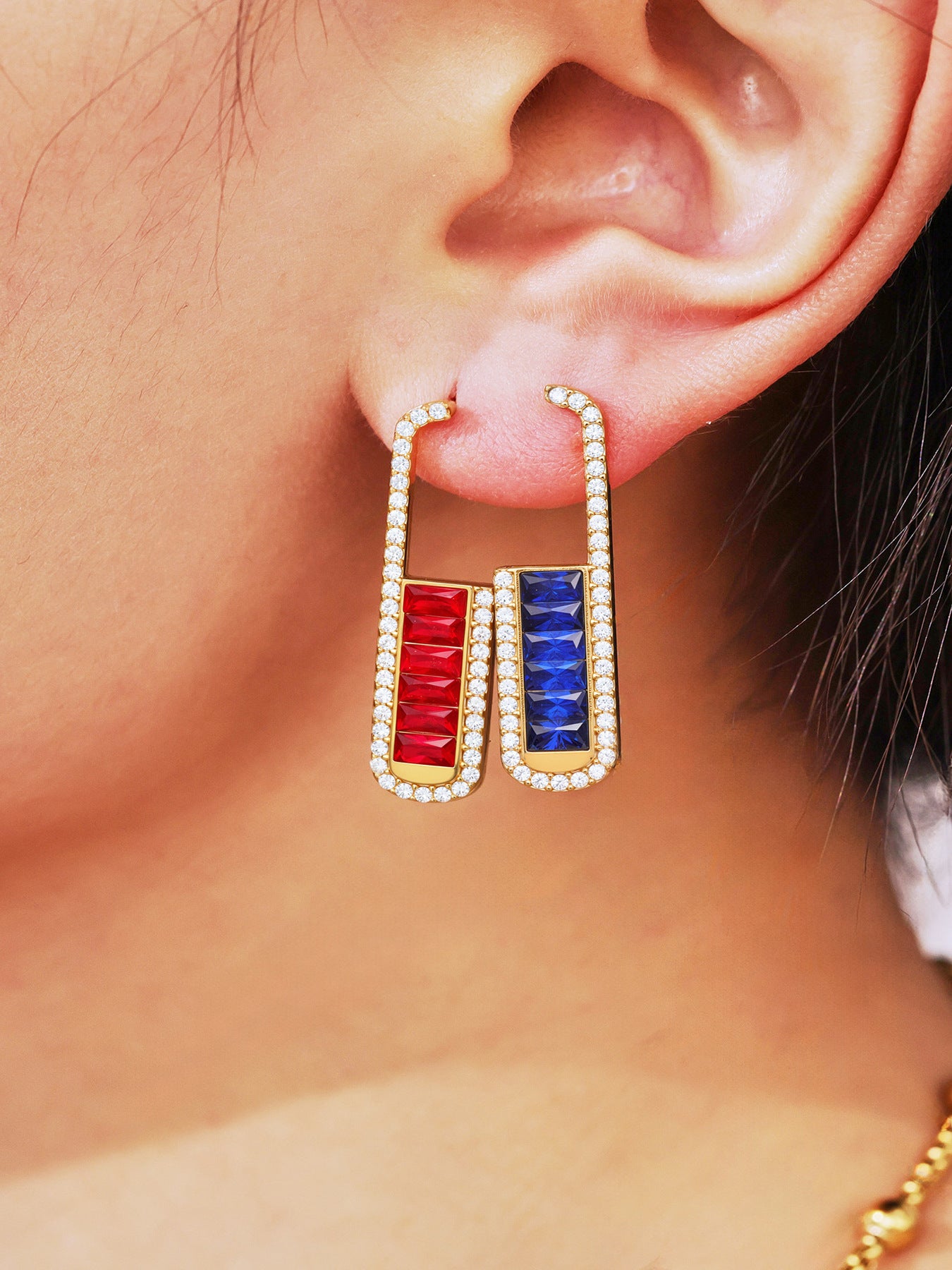 Planderful Zircon U Shaped Earrings Stainless Steel Ladies