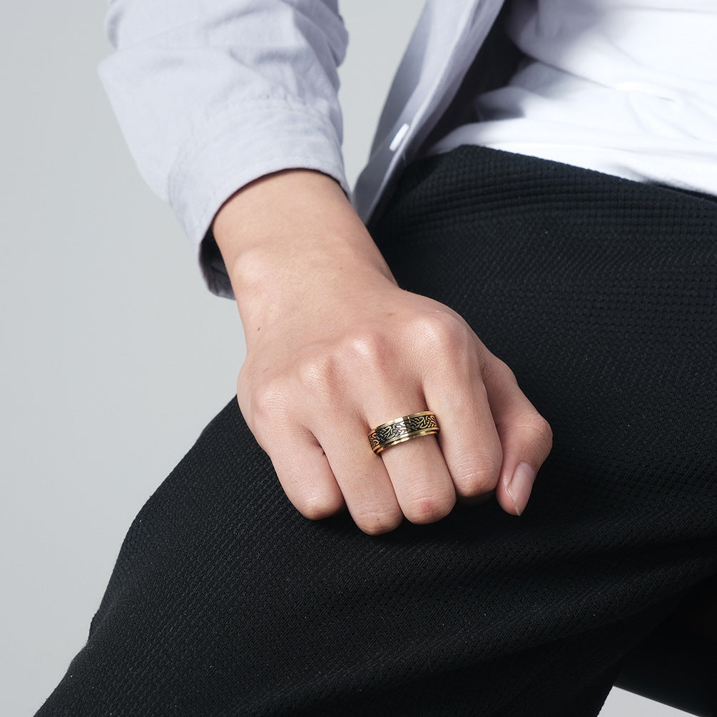 Celtic Knot Stainless Steel Rotating Ring for Couples