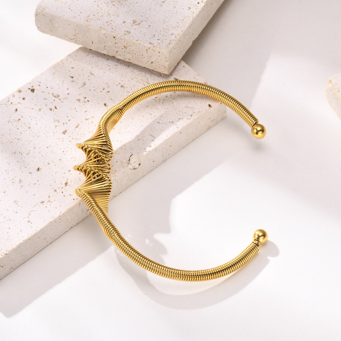 Stainless Steel European And American Fashion Simple Metal Wind Bracelet Spiral Opening