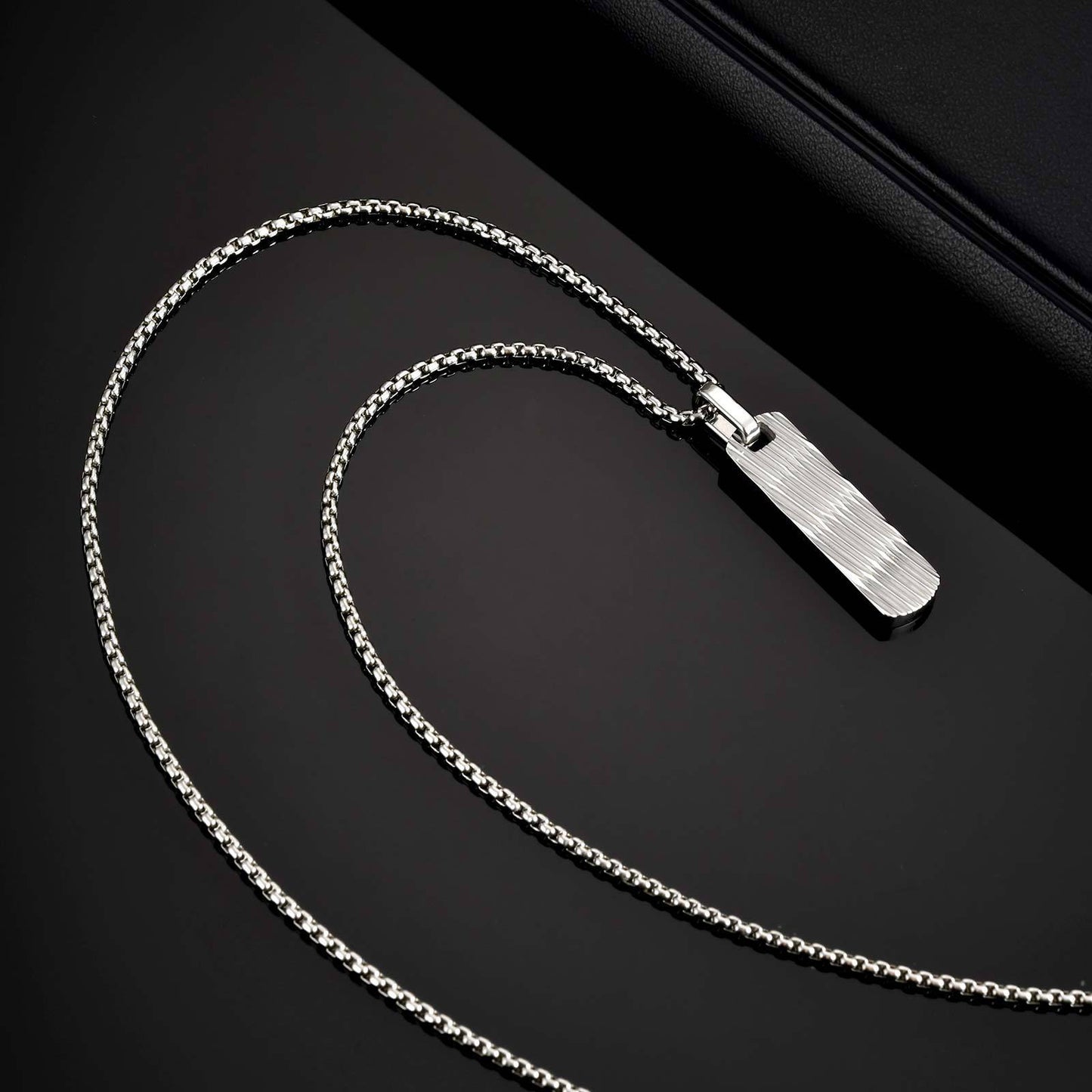 Europe – America – Stainless Steel Batch Flower Geometric Small Square Brand Pendant Necklace