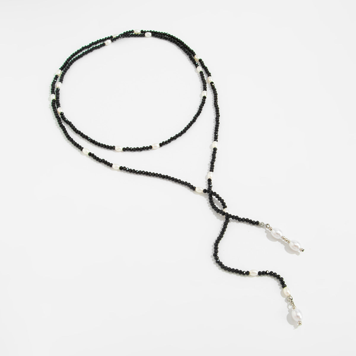 Knotted Pearl Crystal-Style Y-Necklace