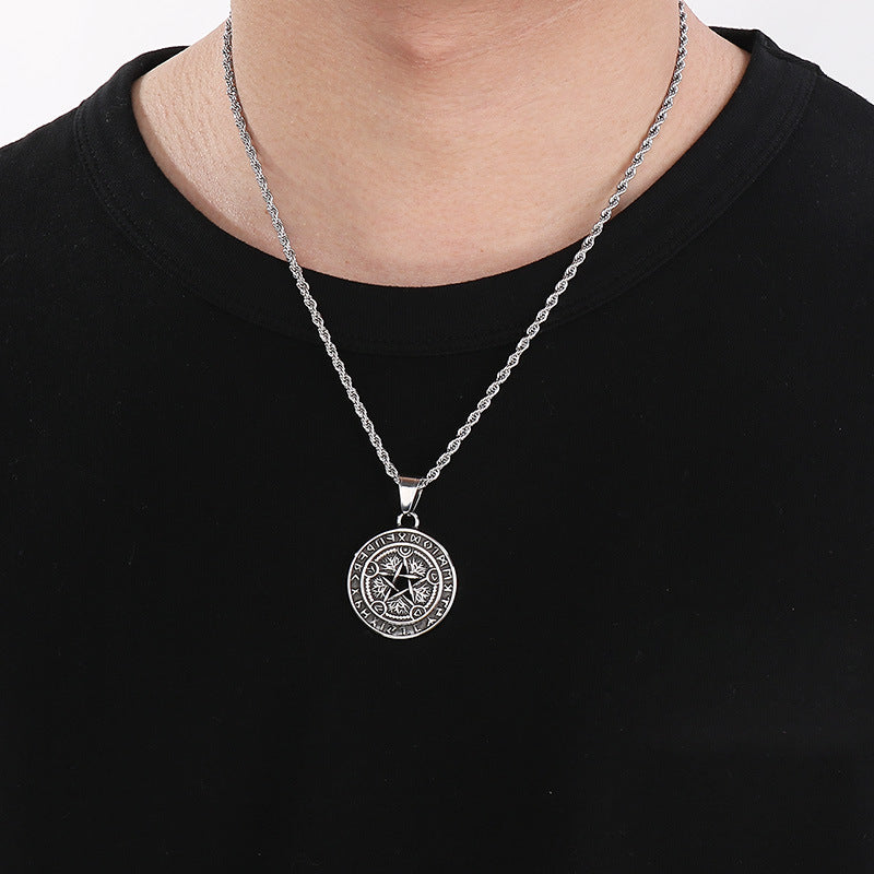 Planderful Nordic Viking Pendant for Men Turquoise Octagram