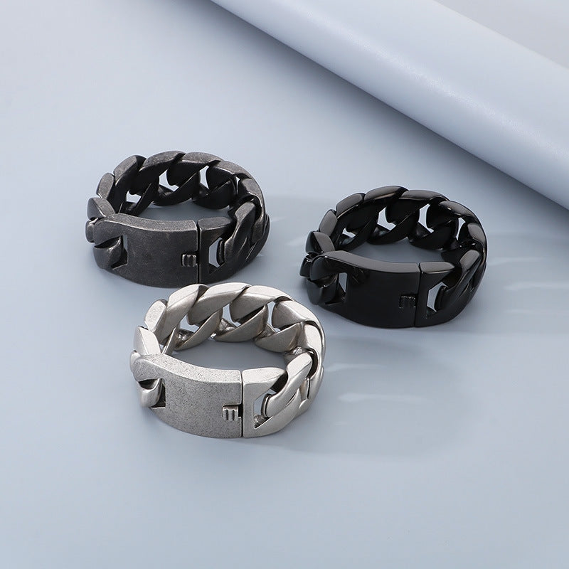 Planderful Wide Cuban Chain Bracelet For Men Titanium Steel