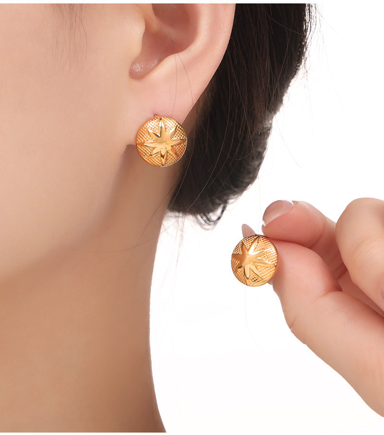 Golden Geometric Earrings: Stylish Titanium Steel Jewelry for Women