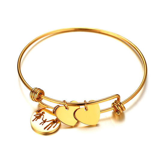 Titanium Steel Adjustable Bracelet Gold Hollow Pattern Jewelry