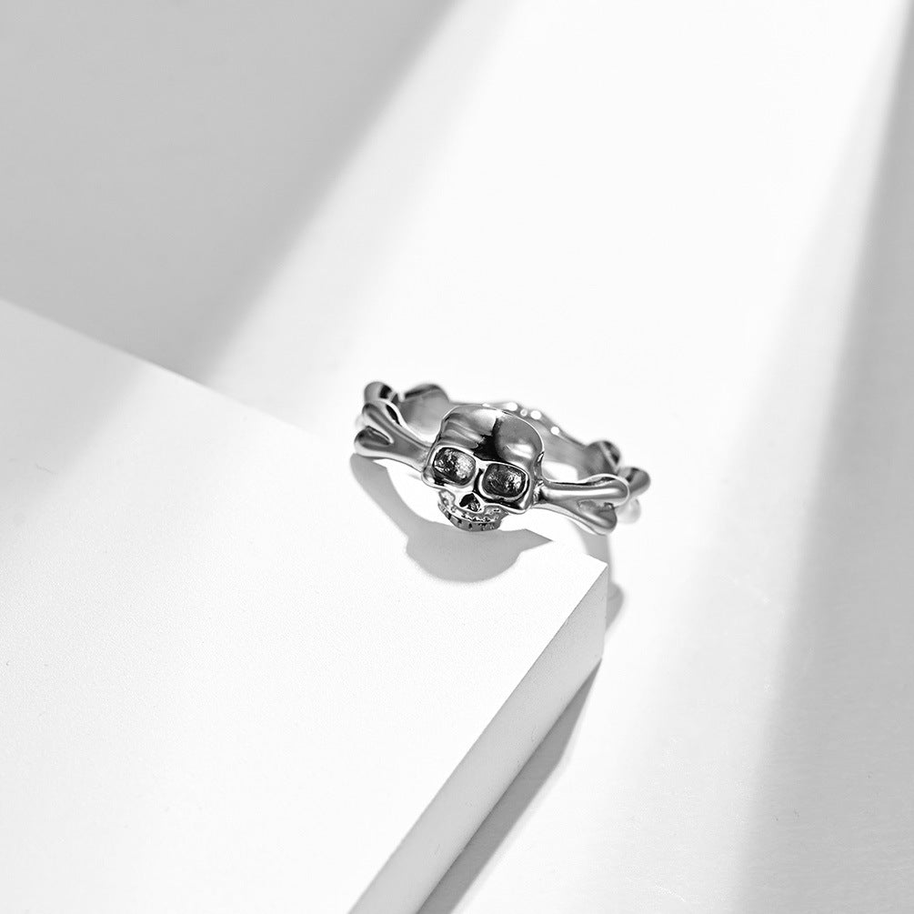 Amazon Supply Skull Motorcyclist Titanium Steel Ring for Men