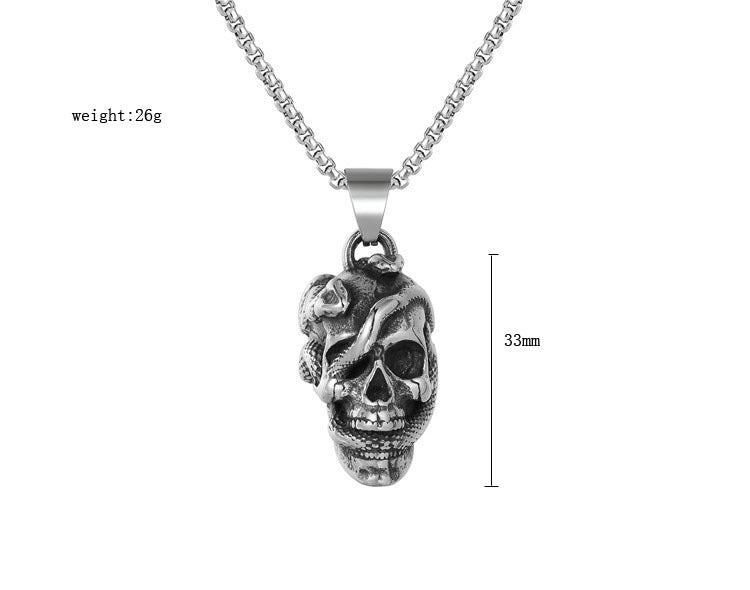 Snake Ghost Skull Titanium Steel Pendant Necklace