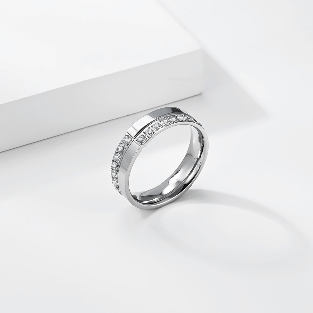 Planderful Unisex Titanium Zircon Ring For Everyday Wear Light Luxury Tarnish Resistant