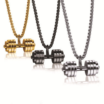 Planderful Dumbbell Necklace Titanium Steel For Men Fitness Pendant Minimalist Strength Gift