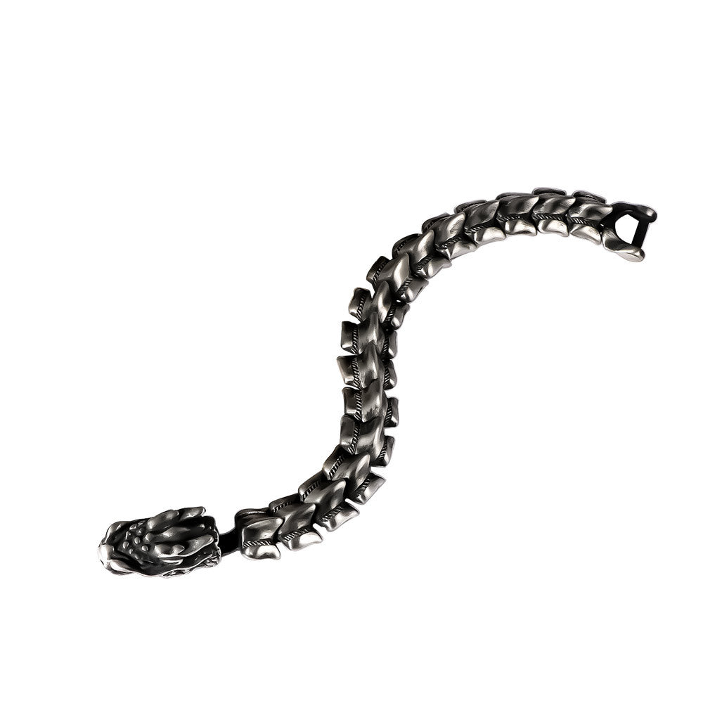 Titanium Steel Dragon Sand Surface Bracelet European Men