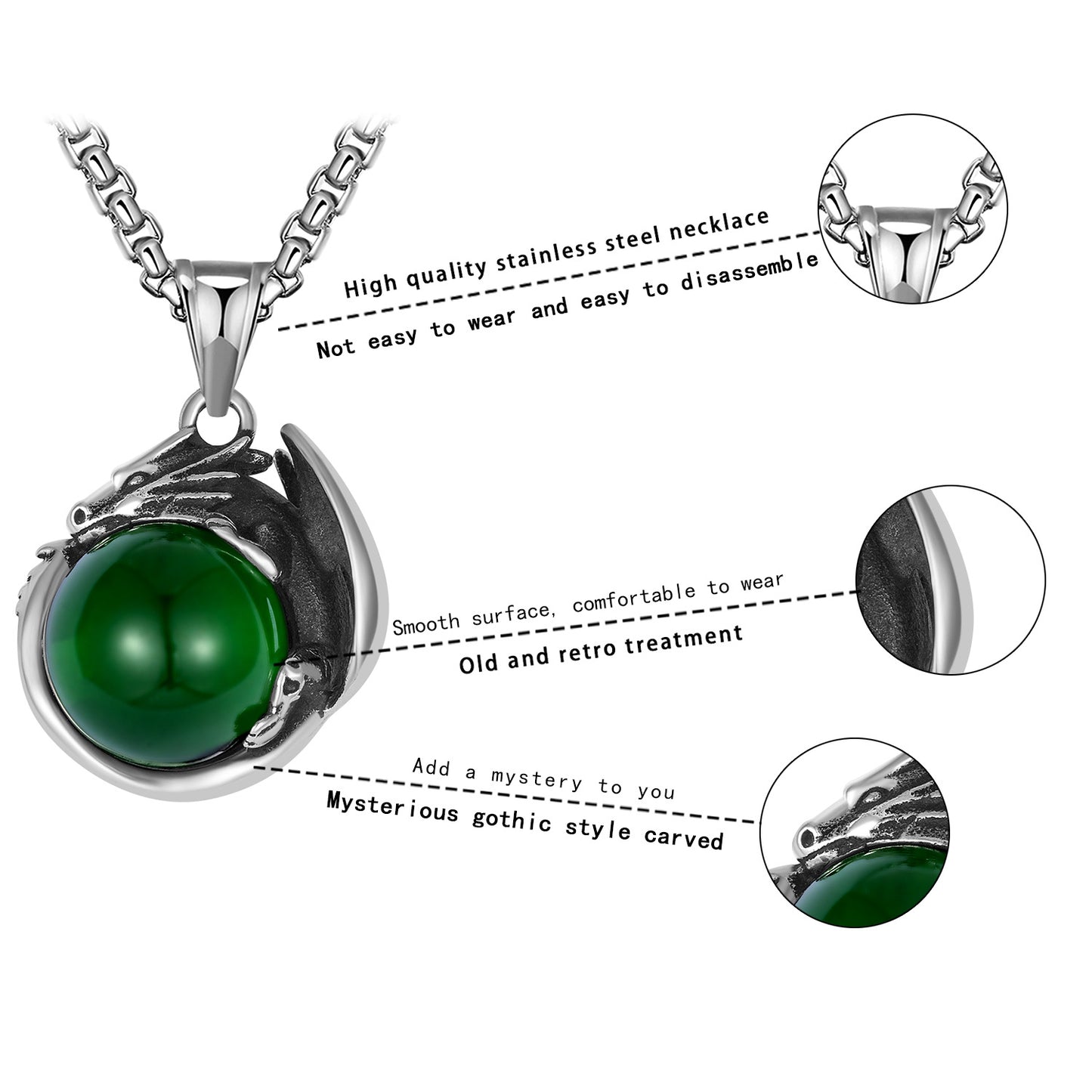 Steel Necklace – Luxury Dragon Pendant For Men