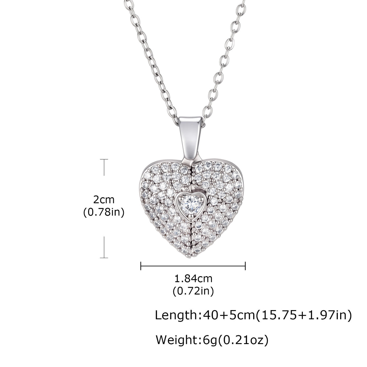 Explosion Heart-Shaped Copper Material Zircon Love Open & Close Clavicle Necklace