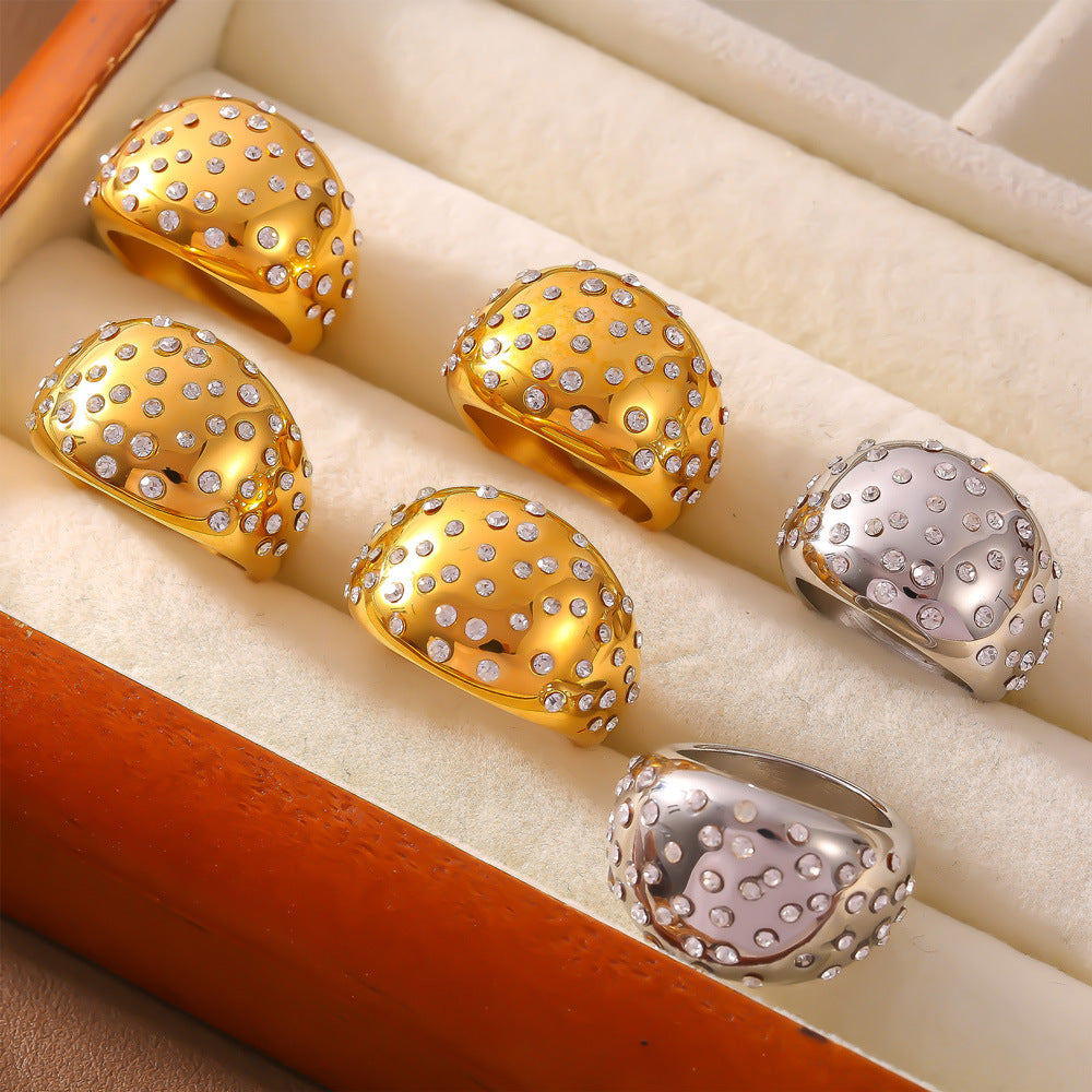 Regal British Style Zircon Ring - Gold-Plated Titanium Steel Glamour Piece