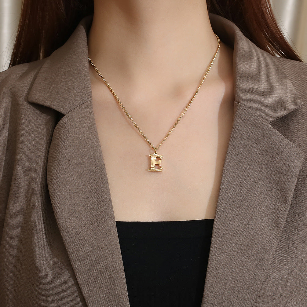 Planderful Everyday Genie Gold Plated Letter Surname Pendant For Couples Unisex Premium Magazine Style Jewelry