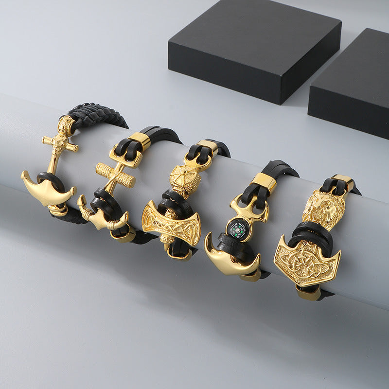 Planderful Vintage Viking Quake Bracelet For Men Navy Style