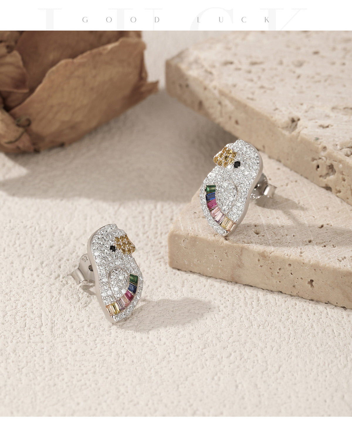925 Sterling Silver Parrot Earrings