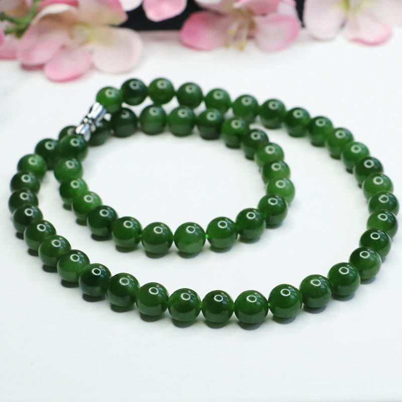 Natural Hetian Jade Necklace Russian Spinach Green Jasper Jewelry