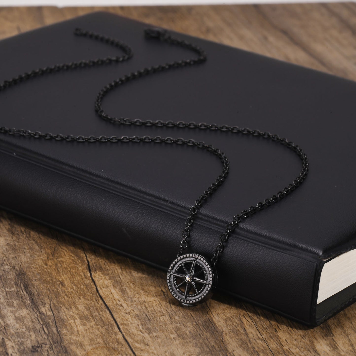 New Men's Pendant Stainless Steel Octagram Zircon Necklace