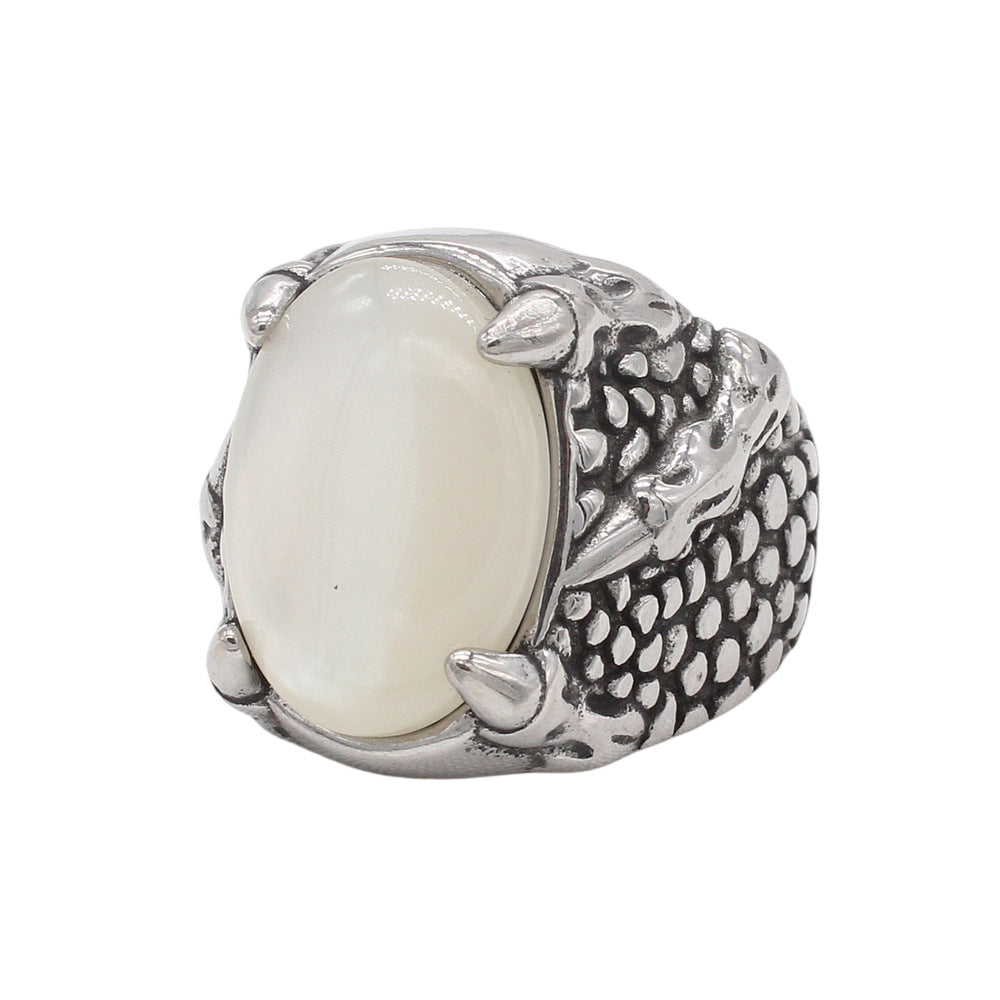 Planderful Jewelry Tiger Eye Ring In Titanium Steel For Men Dragon Claw Retro Style