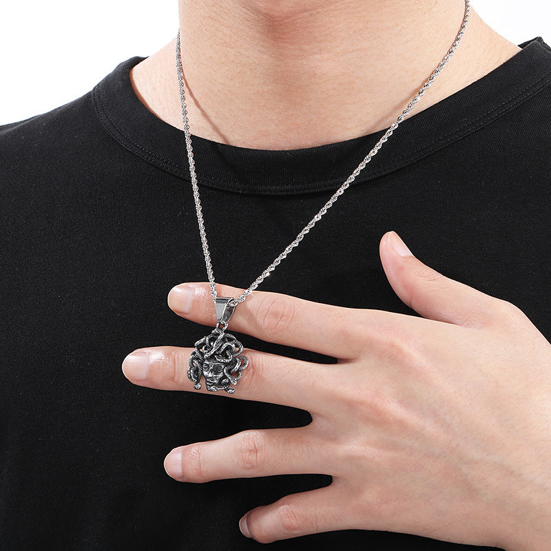 Planderful Snake Woman Pendant for Men Stainless Steel