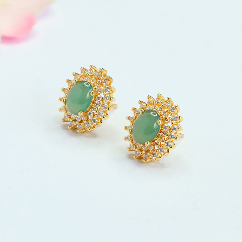 Blue-Water Jadeite Starlight Stud Earrings