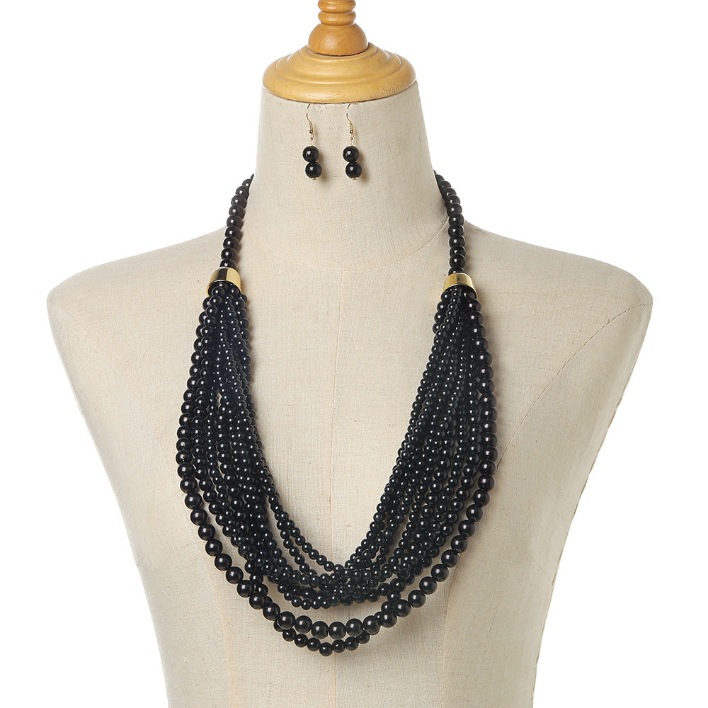 Planderful Savanna Rhythms Necklace and Earrings Set – Elegant Multi-Layer Design