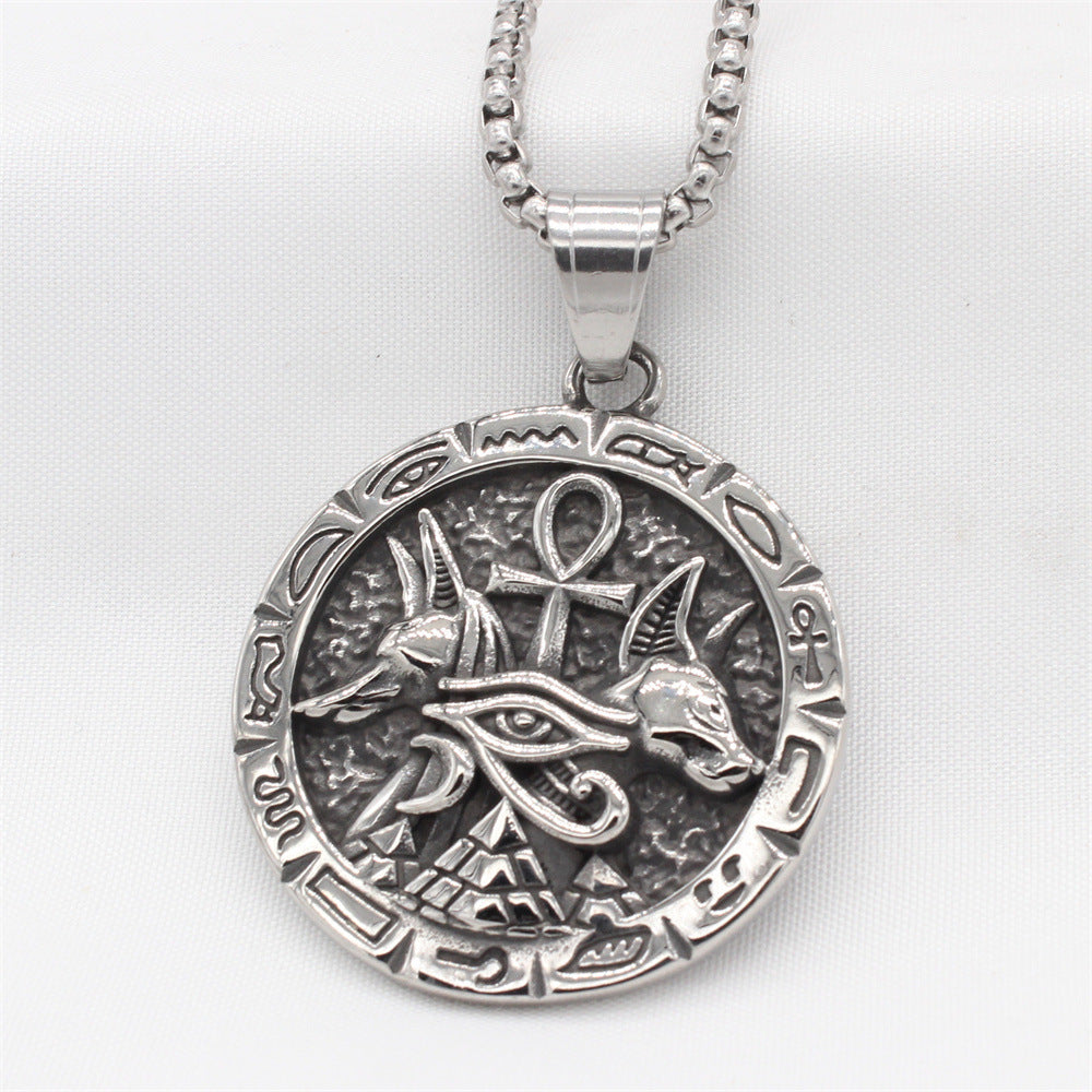 Planderful Everyday Genie – European and American Retro Anubis Men's Titanium Steel Pendant Necklace