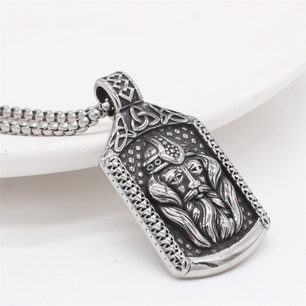Planderful Norse Legacy – European and American Retro Nordic Viking Men's Titanium Steel Pendant Necklace
