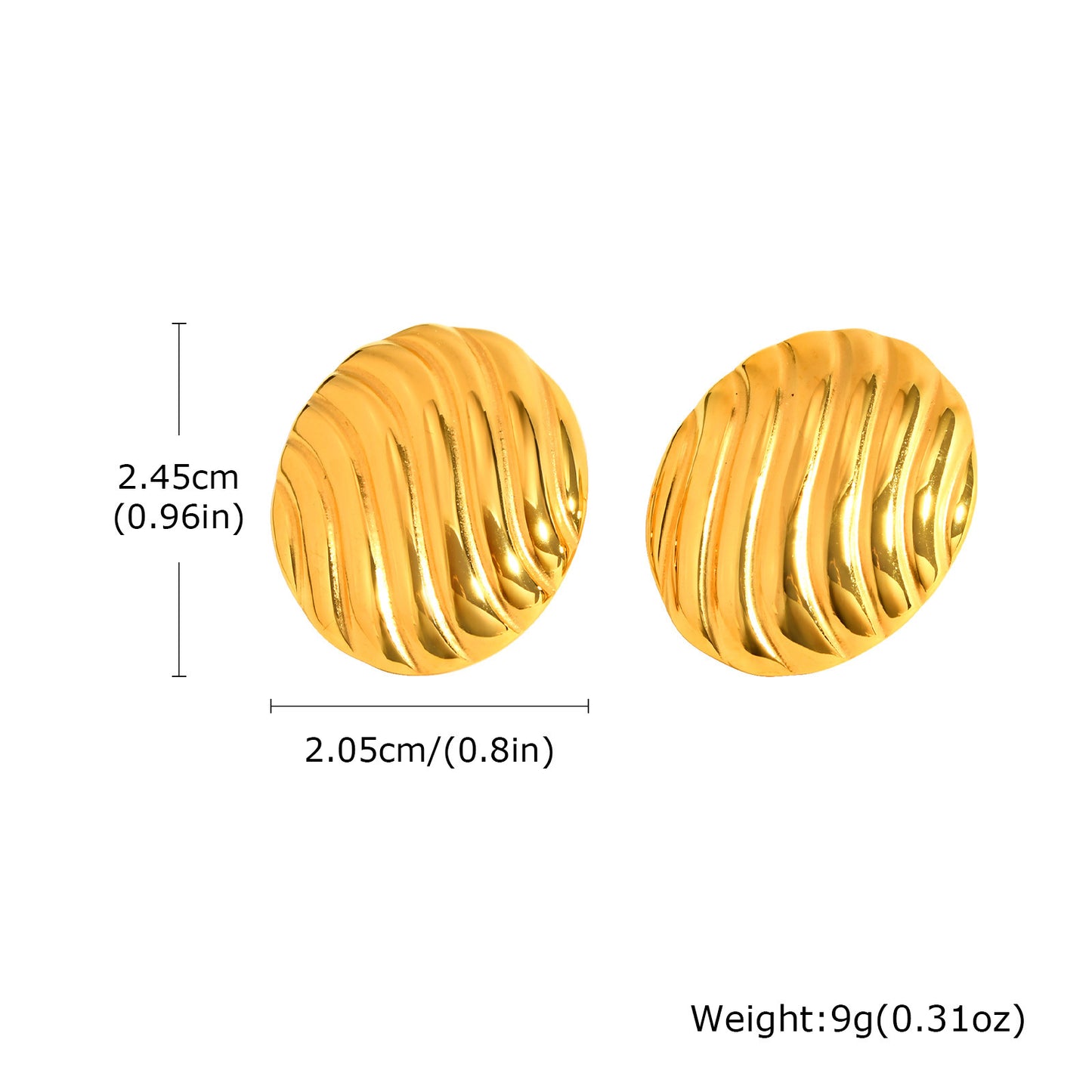 Jewelry Stainless Steel Striped Stud Earrings Pleated Fashion