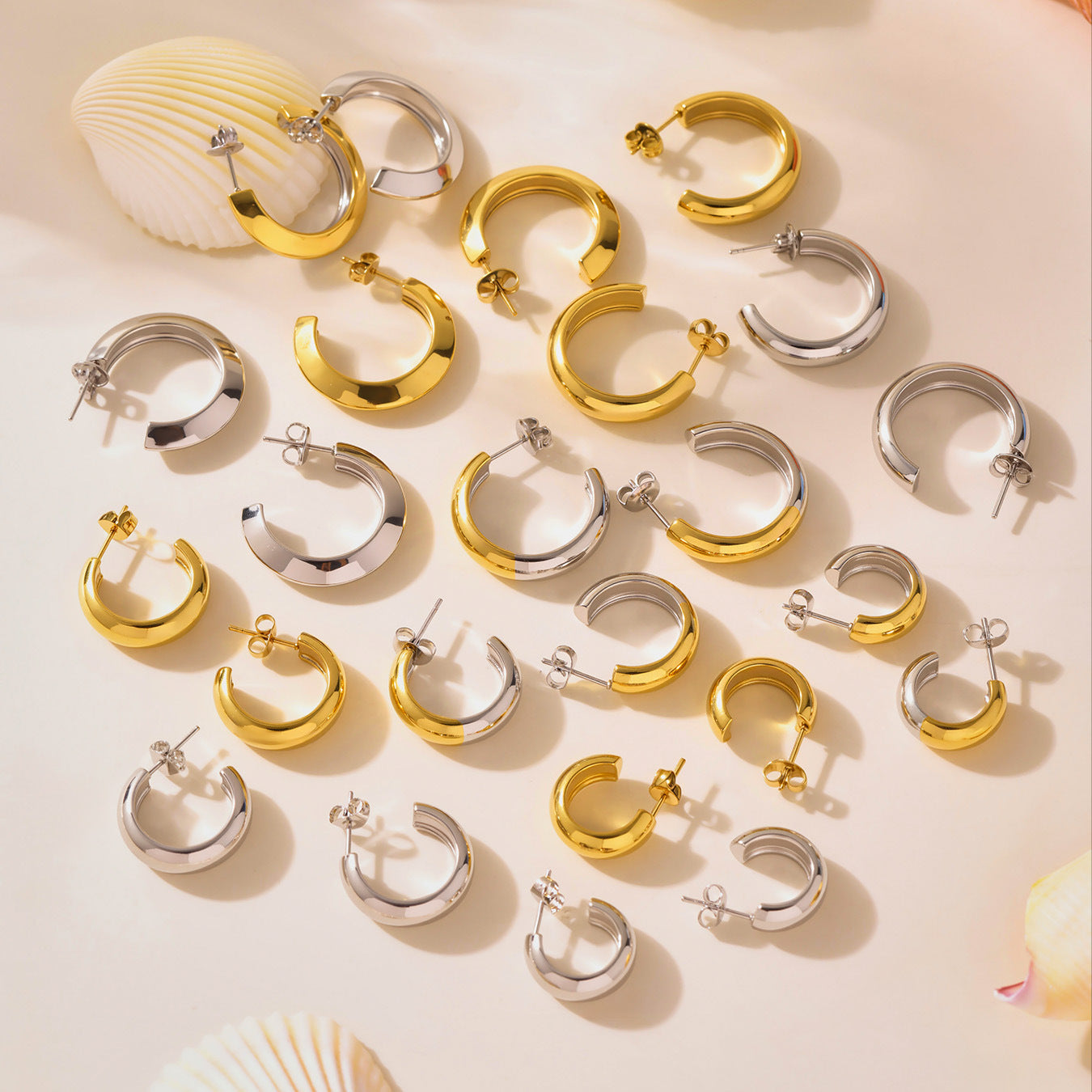 Planderful 18K Gold Plated C Shaped Color Earrings For Women