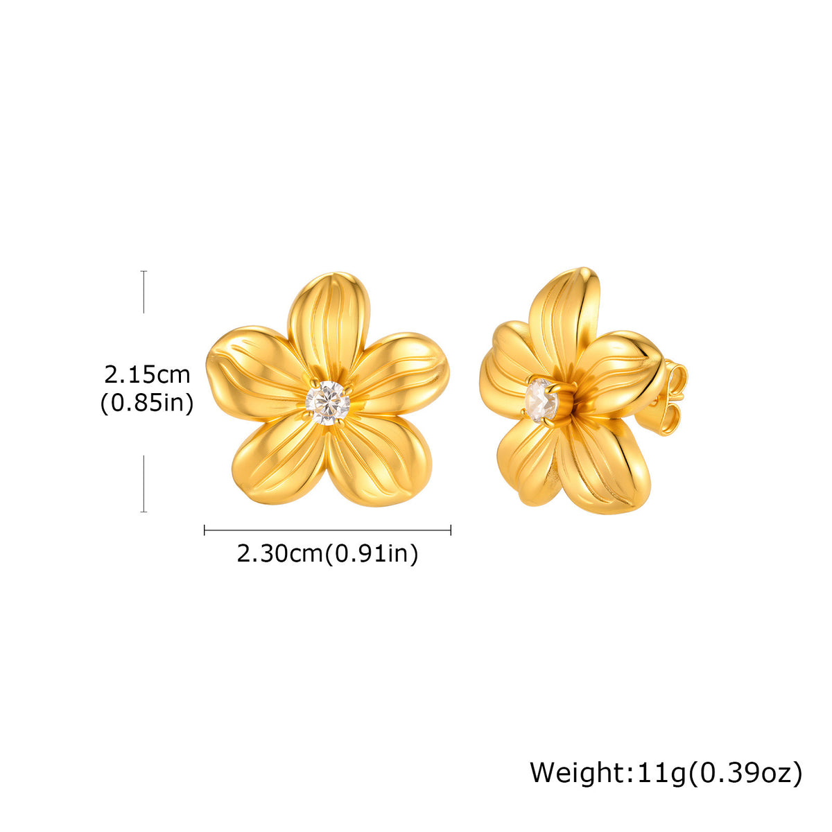 Stainless Steel Zircon Floral Earrings