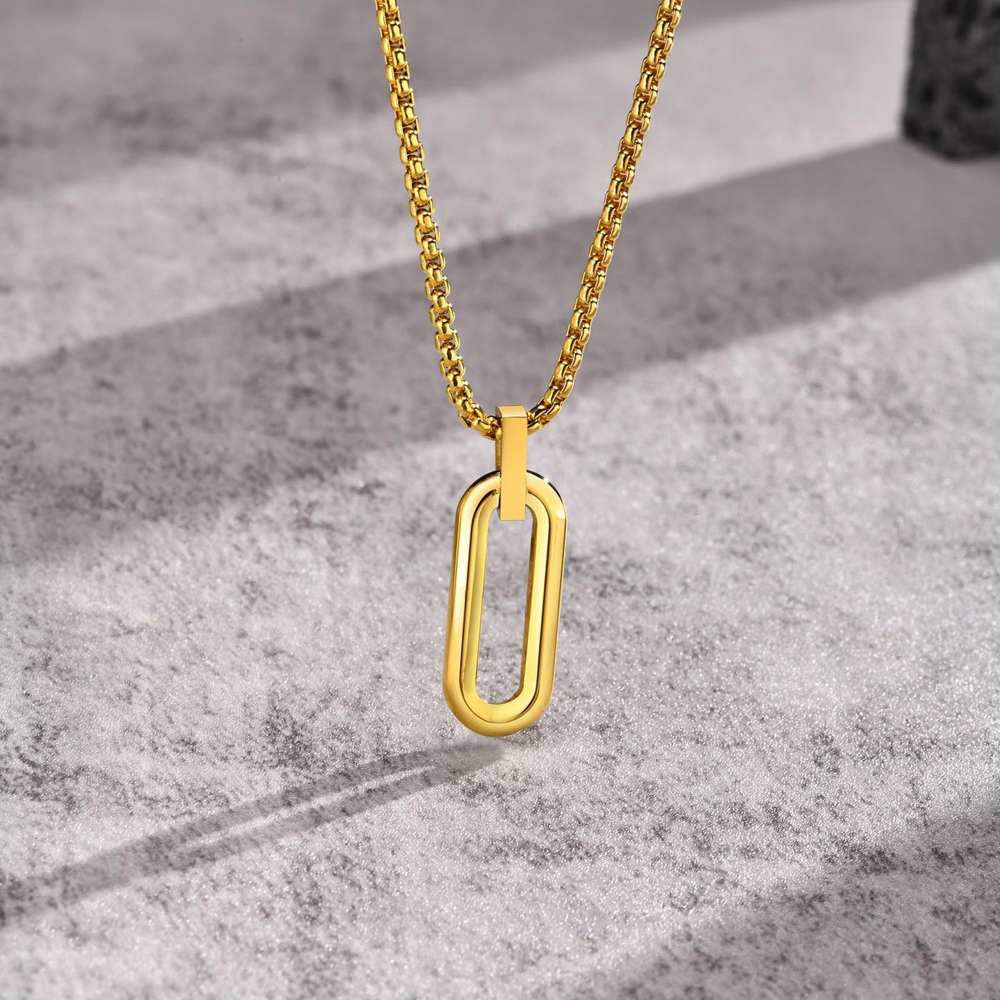 Stainless Steel Geometric Men's Pendant Hip Hop Necklace