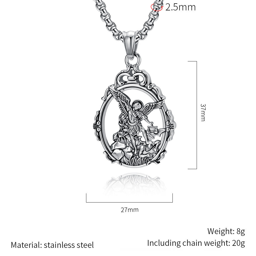 Timeless St Michael Necklace Titanium Steel Archangel Pendant For Men And Women By Planderful Everyday Genie