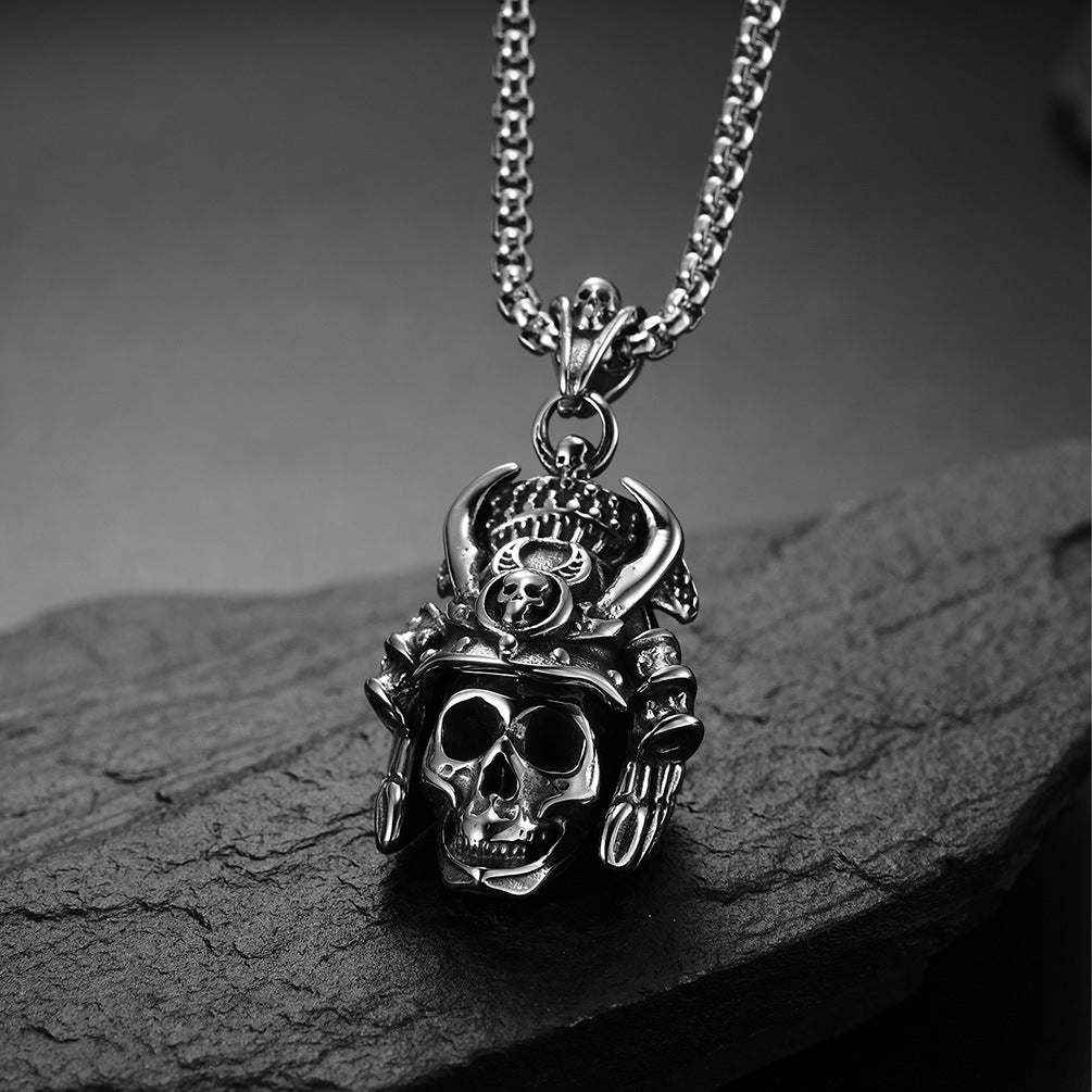 Japanese Ghost Warrior Stainless Steel Pendant Necklace for Men