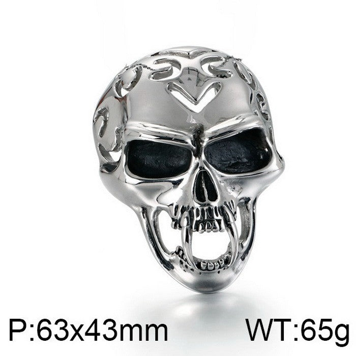 Extravagant Skull Mask Pendant - Vintage Zircon-Set Titanium Steel Ghost Head Necklace for Men