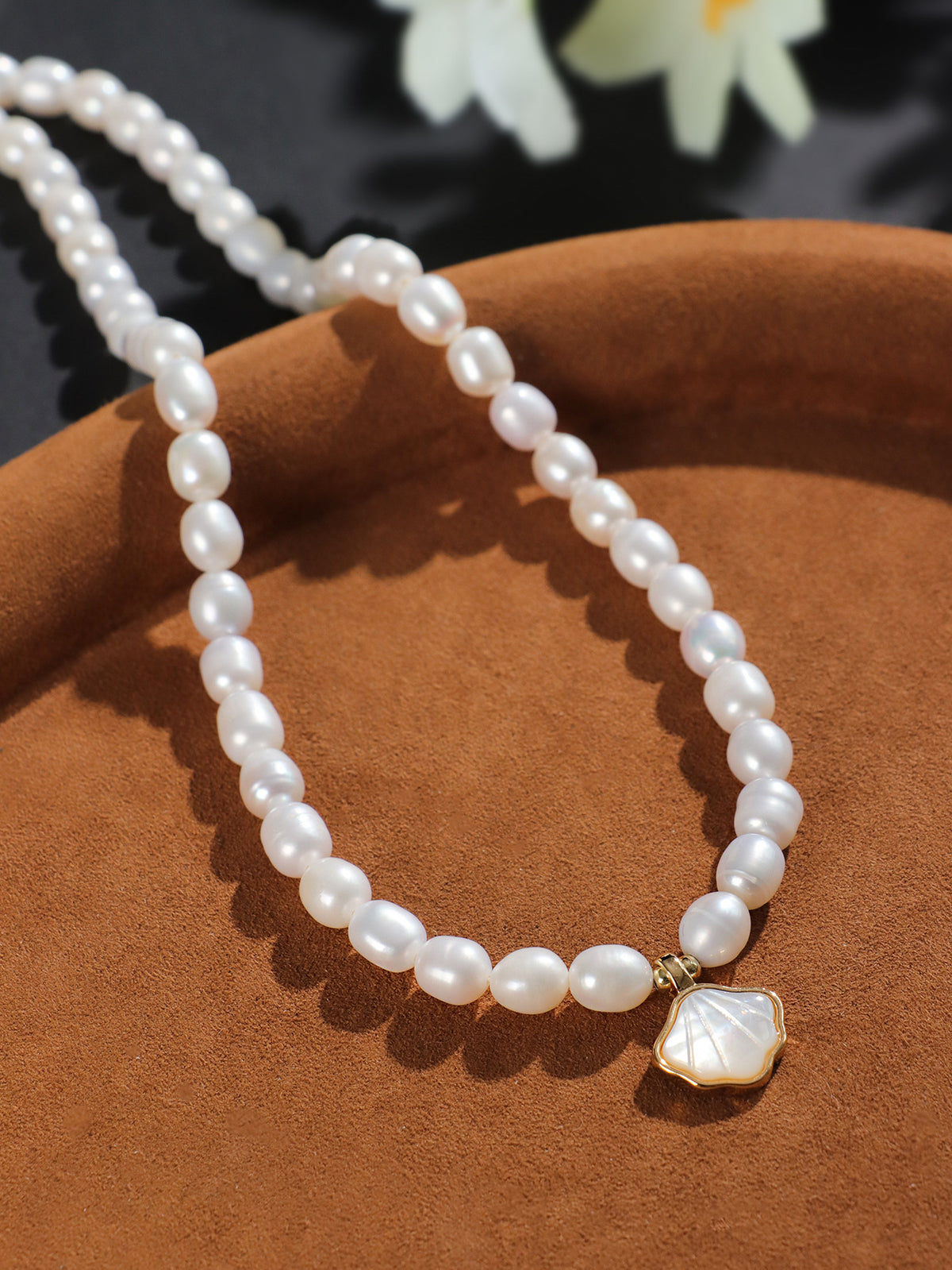 Freshwater Pearl Ginkgo Leaf Necklace
