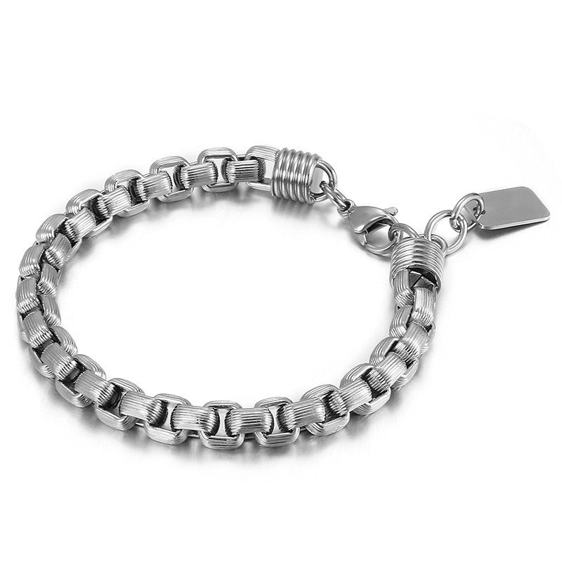 Punk Style Men's Stainless Steel Square Pearl Bracelet – Men's Titanium Steel Design