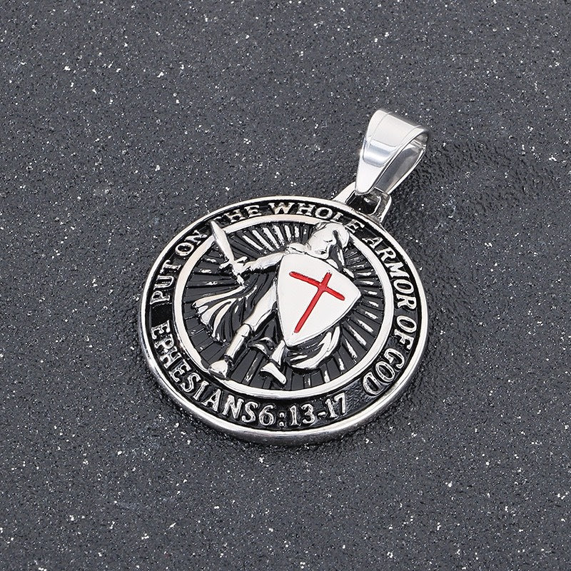 1. Planderful Stainless Steel Cross Necklace For Men, Medieval Templar Shield Pendant Gift For Him