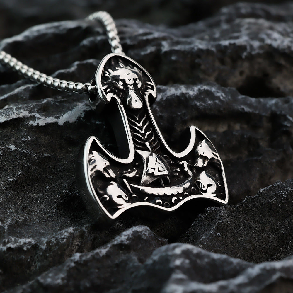 Vintage Nordic Stainless Steel Men's Viking Rune Pendant