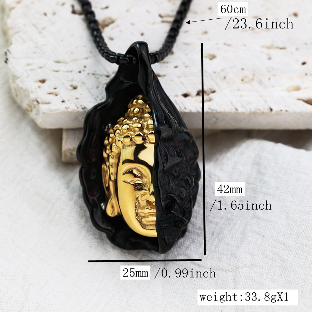 Planderful Stainless Steel Necklace Evil Buddha Logo For Men Pendant Jewelry Durable Bold Design Everyday Genie