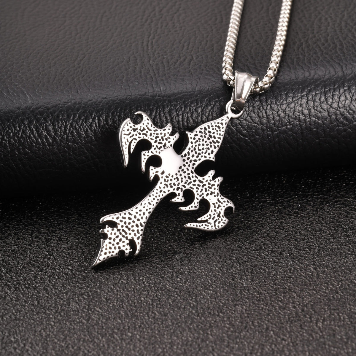 Street Necklace Street Hip Hop Punk Unisex Stainless Steel Flame Cross Pendant