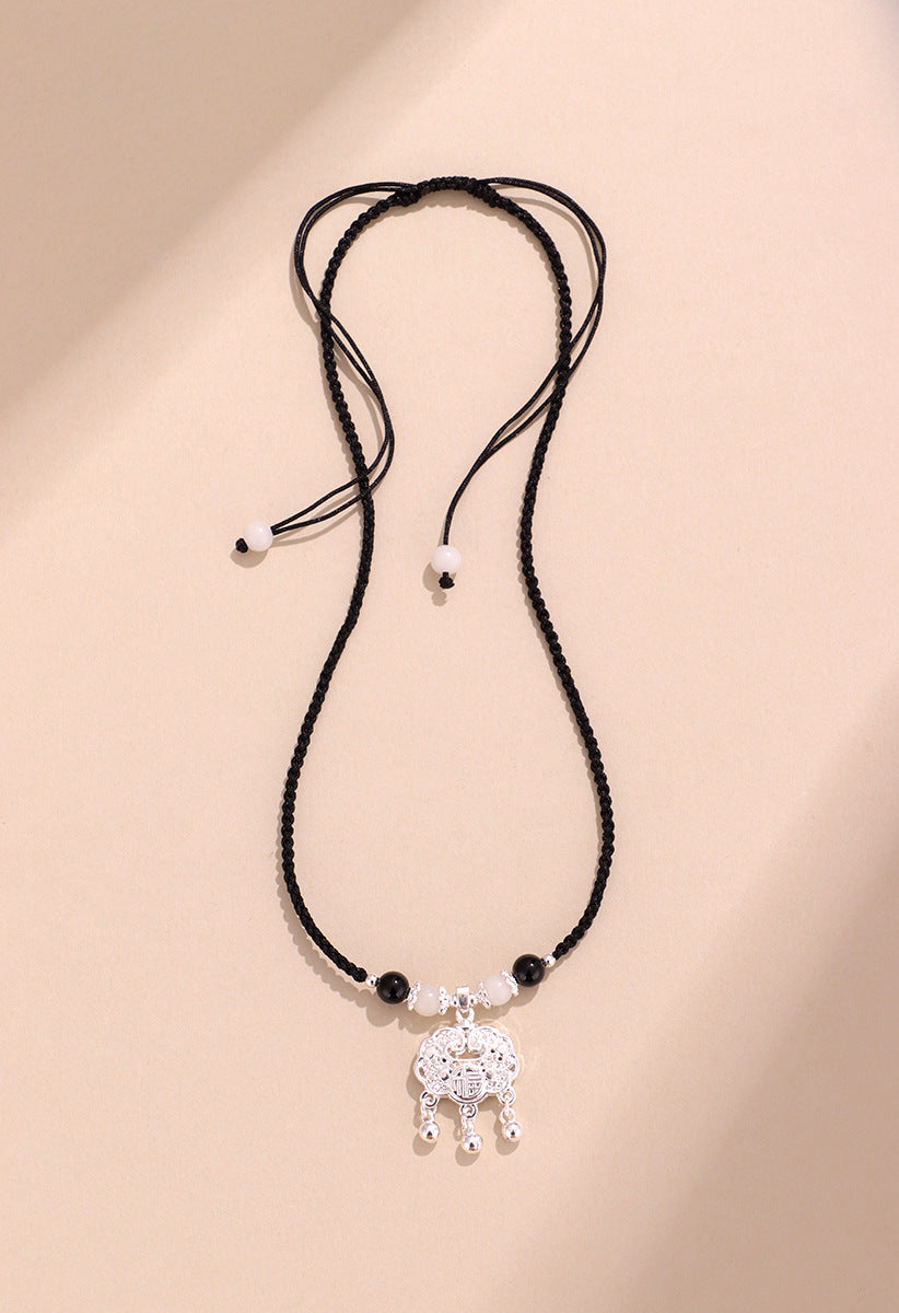 Black Onyx & Bodhi Peace Lock Necklace