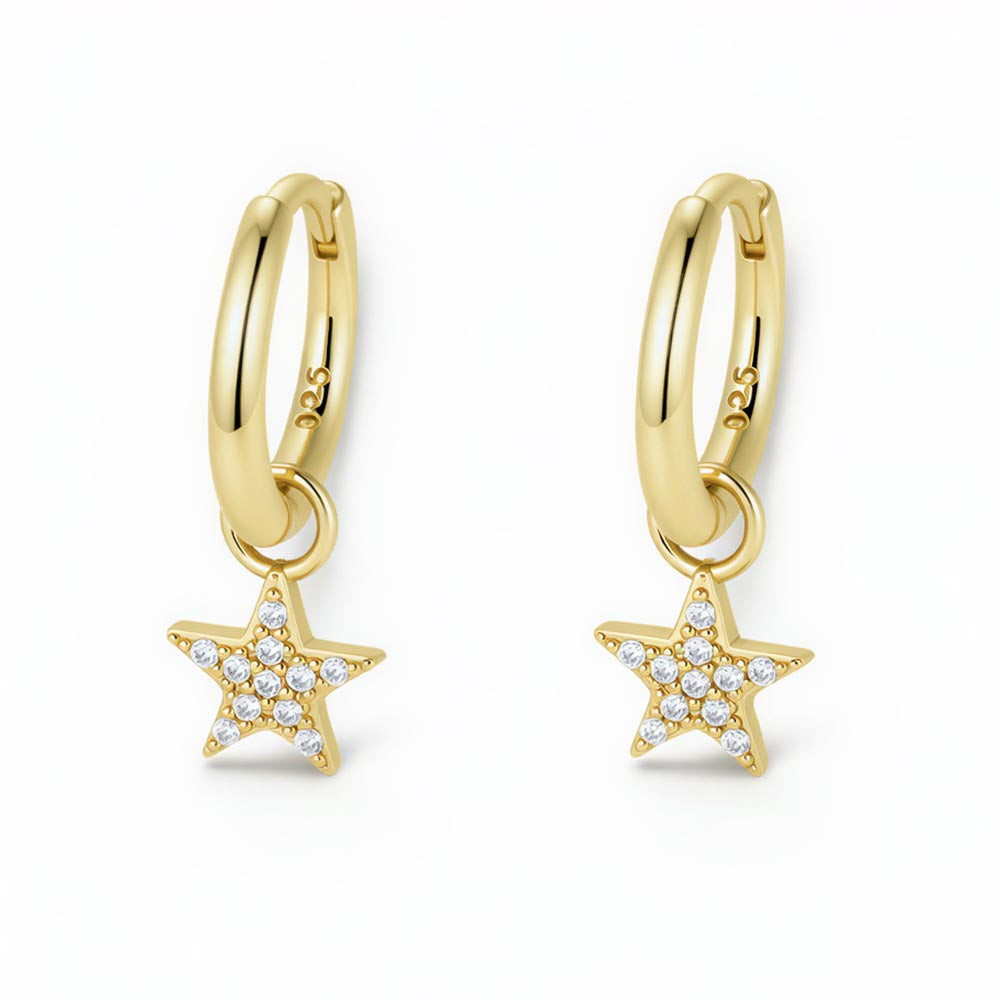 S925 Sterling Silver Pentagram Earrings Short Earrings