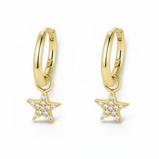 S925 Sterling Silver Pentagram Earrings Short Earrings
