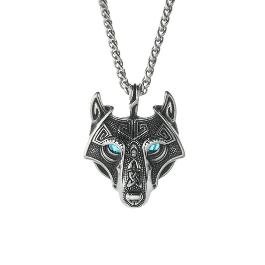 Planderful Everyday Genie Nordic Stainless Viking Wolf Head Necklace For Men Durable Hip Hop Style Pendant