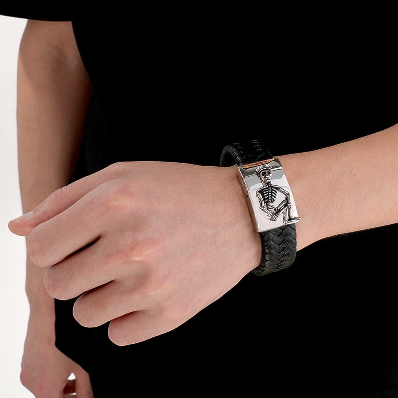Halloween Skull – Tiger Head Faucet Stainless Steel Men's Wide Bracelet