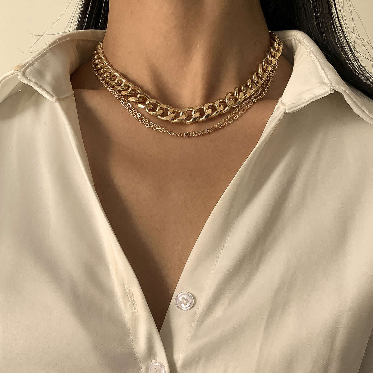 Punk Mixed-Chain Fringe Necklace Collection