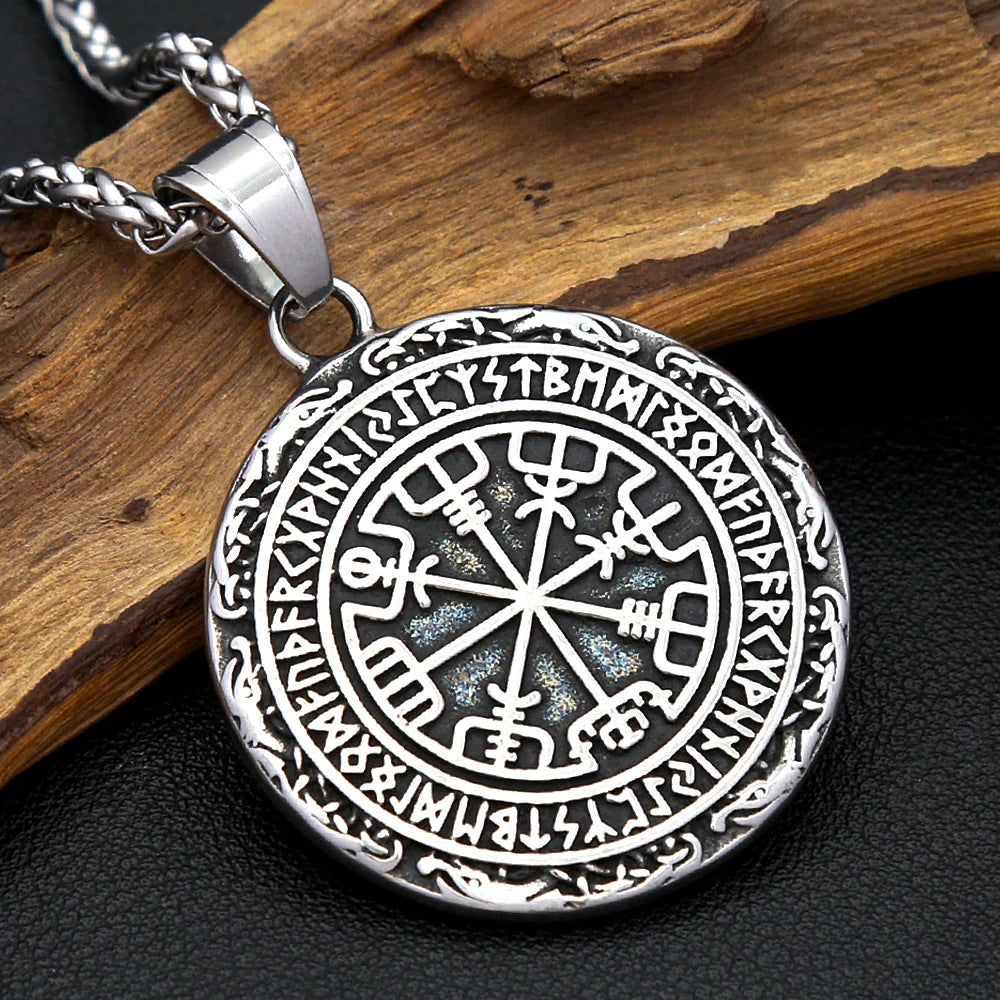 Viking Compass Stainless Steel Men's Pendant Necklace